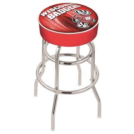 Holland Bar Stool Co 25" Wisconsin "Badger" Cushion Seat, 2-Ring Chrome Swivel Bar Stool L7C125WI-Bdg-D2